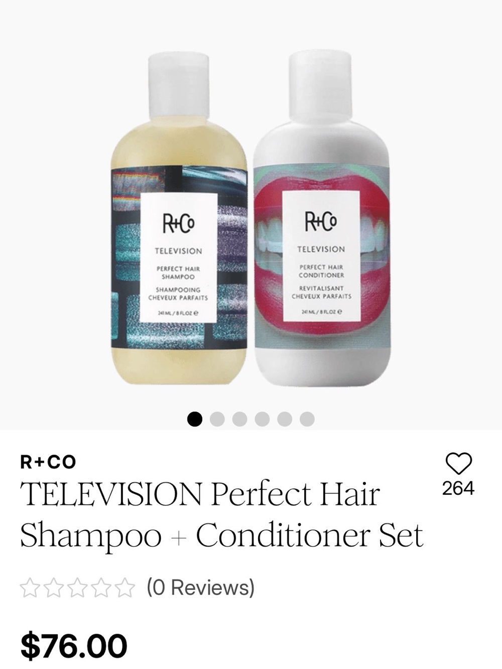 NWT R+Co Television Perfect Hair Shampoo & Conditioner Set